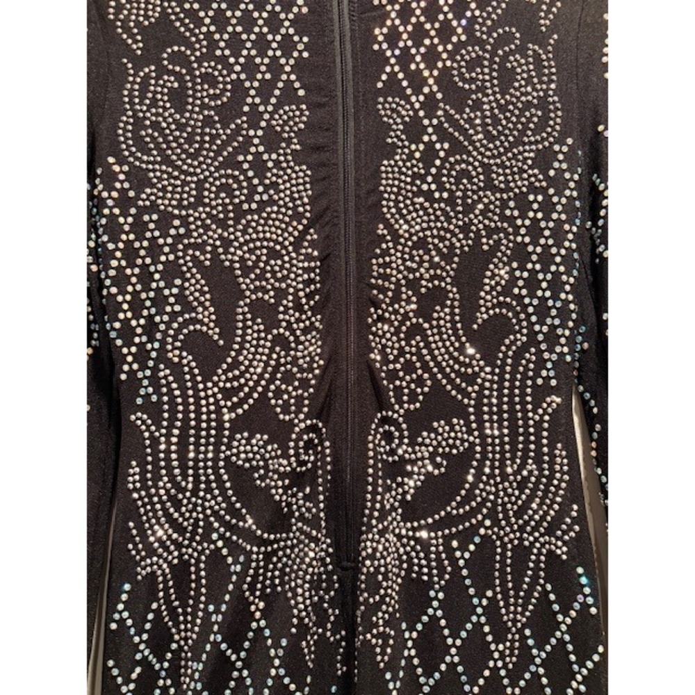 NWOT Rhinestone Mock Neck Long Sleeve Micromeshi Bodycon Dress - Picture 3 of 6